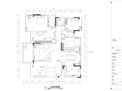 200平大平层cad施工图