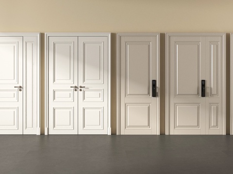 法式单开门 双开门 房门 入户门 防盗门 实木su模型