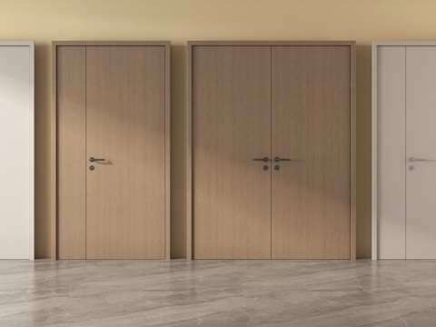 现代双开门 房门 卧室门  入户门 防盗门 单开门su模型