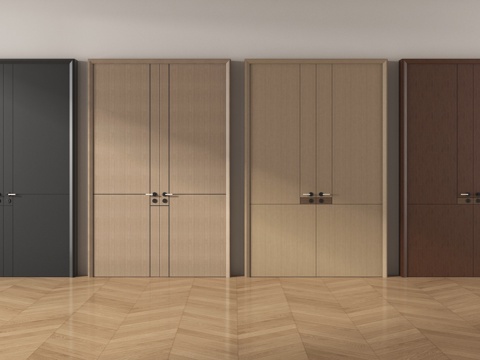 现代双开门 入户门 防盗门 大门su模型