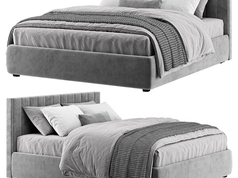  现代意式 Newbery 布艺双人床3d模型 