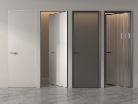 现代单开门 无框门 隐形门 玻璃门 厨卫门su模型