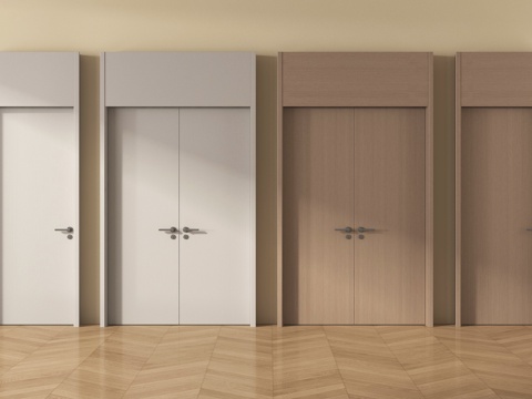 现代双开门 入户门 防盗门 通顶双开门 大门su模型