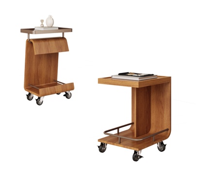 侘寂风边几 可移动边几 置物车 酒水车 推车 角几 几类su模型