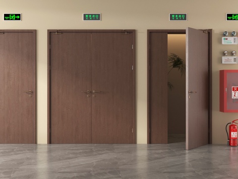 中古双开门 消防门 防火门 安全门su模型