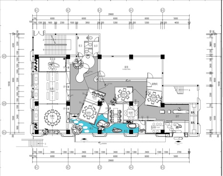 现代中餐厅 400㎡景观餐厅 施工图cad施工图cad施工图