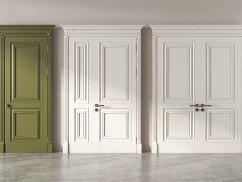 简欧防盗门 卧室门 双开门 入户门su模型