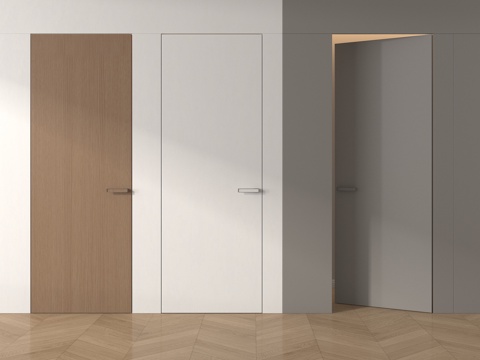 现代单开门 无框门 隐形门 平开门 极窄门su模型