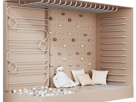  现代奶油风儿童游乐区3d模型 