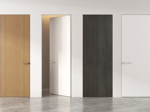 现代单开门 无框门 隐形门 平开门 极窄门 通顶门su模型