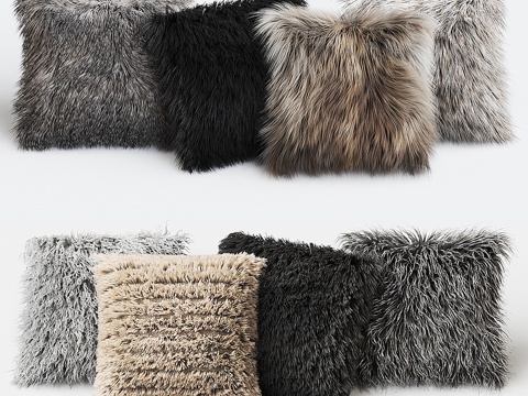  毛绒抱枕套装3d模型 