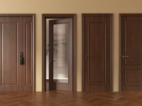 中古单开门 玻璃单开门 房门 卧室门 厨卫门su模型