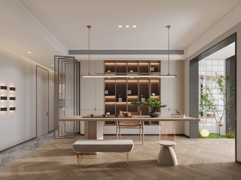  现代茶室3d模型 