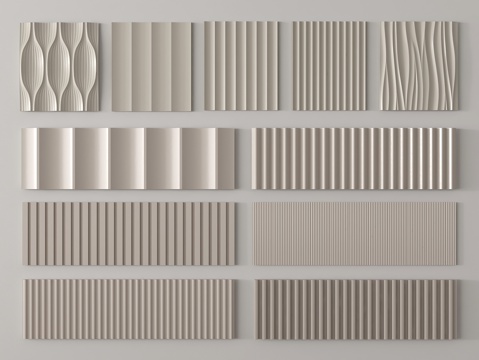 现代护墙板 长城板 波浪板 格栅板su模型