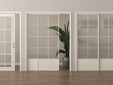 法式玻璃单开门  玻璃推拉门 厨房玻璃门  阳台推拉门 移门su模型