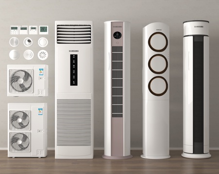 现代空调 立式空调 出风口 空调外机su模型su模型