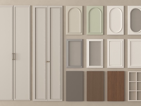 法式柜门门板 护墙板su模型