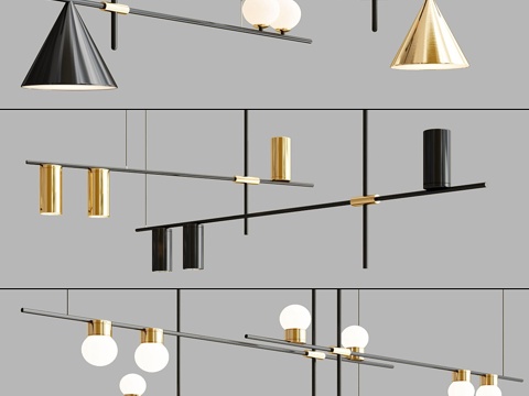  线性吊灯系列3d模型 