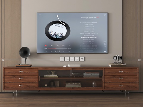 中古风电视柜 落地电视柜 实木 电视 摆件su模型