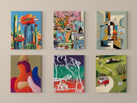 现代装饰画  儿童挂画su模型