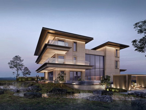  现代别墅外观3d模型 