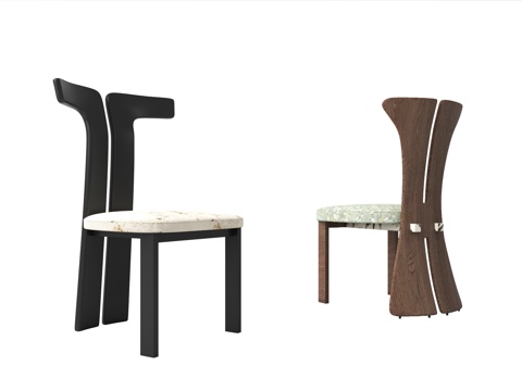 法式餐椅 单椅 休闲椅su模型