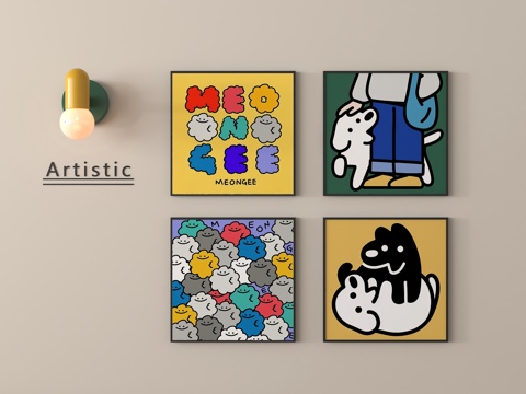 现代装饰画  儿童挂画su模型