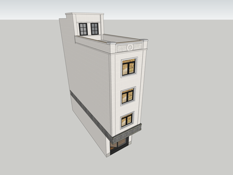 现代简约村镇居民楼民宅自建房su模型
