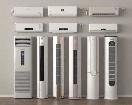 现代空调 壁挂空调 立式空调su模型