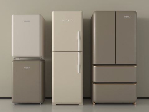 现代冰箱组合 小冰箱 双开门冰箱 四门冰箱su模型