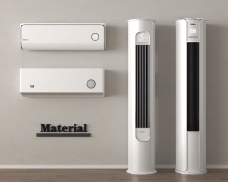 现代空调 壁挂空调 立式空调su模型