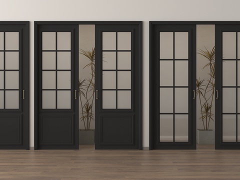 法式玻璃单开门  玻璃推拉门 厨房玻璃门  阳台推拉门 移门su模型