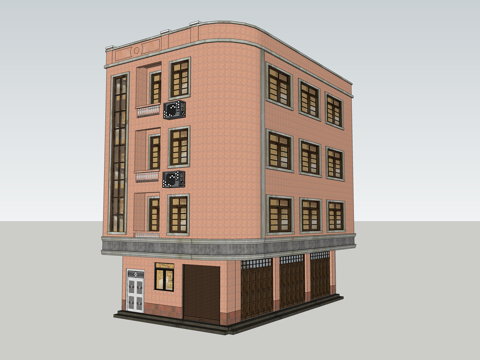 现代简约村镇居民楼民宅自建房su模型