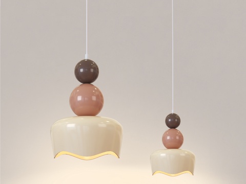 法式奶油风吊灯 北欧吊灯 儿童房小吊灯 卧室床头小吊灯su模型