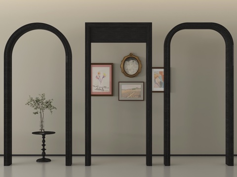 中古风门套 垭口 线条 弧形su模型