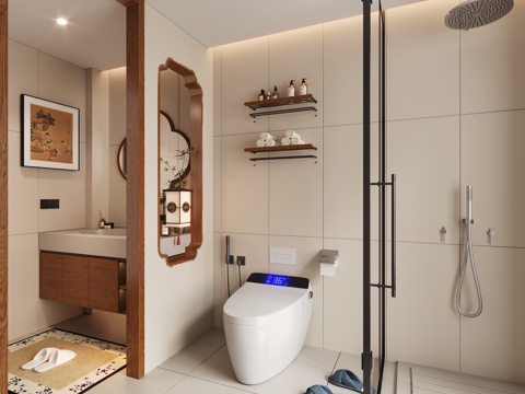  中古风卫生间3d模型 