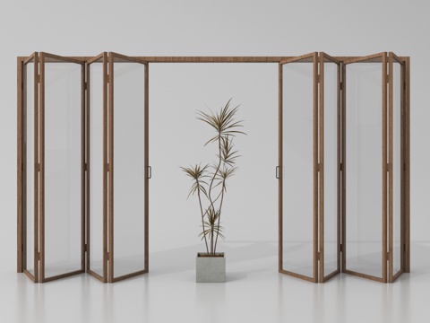 现代玻璃折叠门 阳台折叠门 厨房折叠门su模型