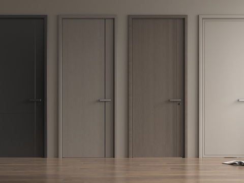 现代单开门 卧室门 实木门su模型