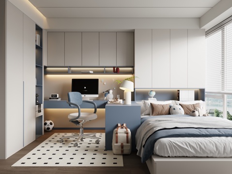 现代榻榻米儿童房 男孩房3d模型 