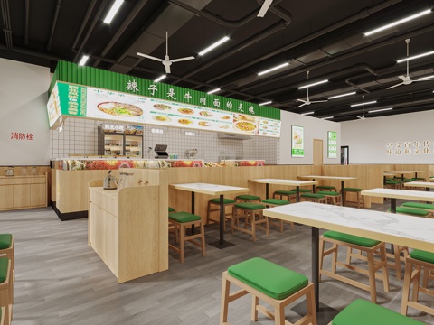  现代 面馆3d模型 