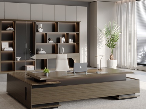  大型老板经理办公桌3d模型 