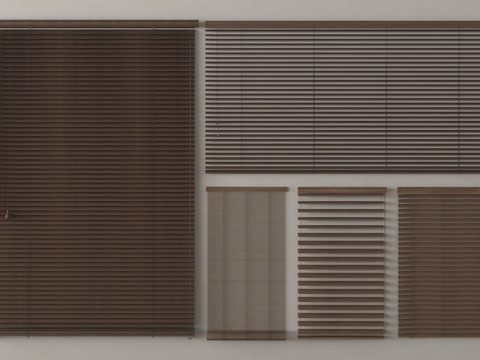 新中式百叶帘 卷帘 拉帘su模型