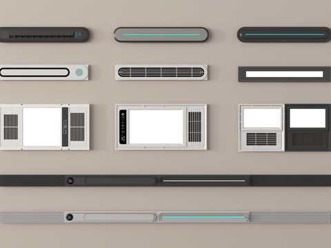 现代浴霸 线性浴霸 排气扇取暖器 浴霸出风口su模型