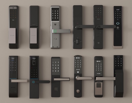 现代指纹锁 密码锁 智能锁su模型