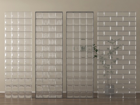 现代玻璃砖 玻璃砖隔断su模型