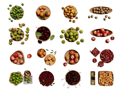 现代水果 生鲜水果 果盘 水果组合su模型