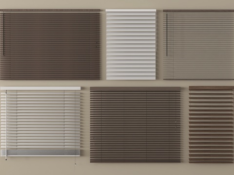 现代新中式窗帘 卷帘 百叶帘 拉帘su模型