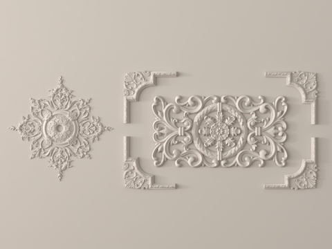 欧式雕花 角花 灯盘su模型