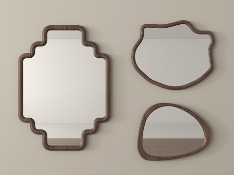 中古风镜子 化妆镜 浴室镜 装饰镜 异形镜su模型