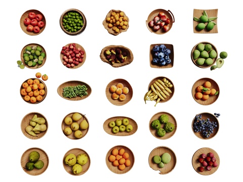 现代水果 生鲜水果 果盘 水果组合su模型